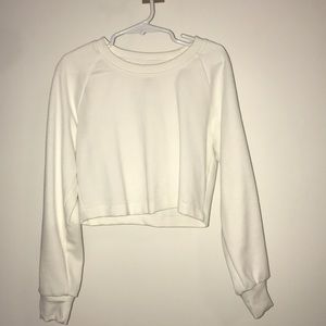 White Cropped Long Sleeve Shirt
